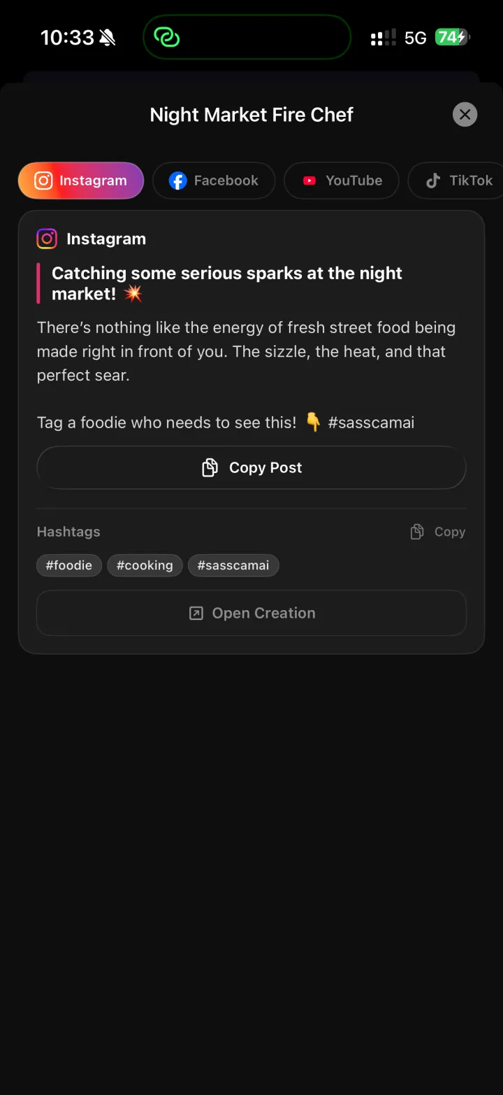SassCam social post copy